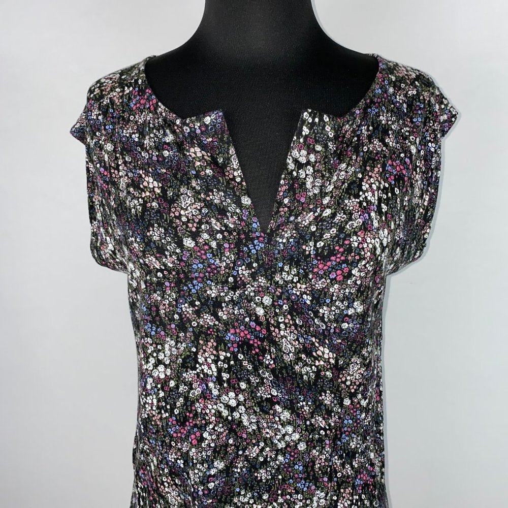 Loft Outlet S Floral Patterned Split Neck Top - image 3